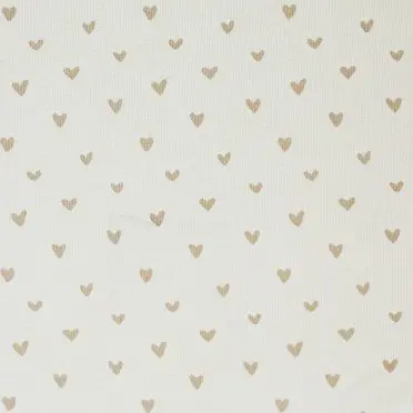 Rib Knit Jersey Fabric Printed - Hearts Sand Beige  - (Jersey Fabrics)