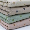 Tessuto Jersey Di Cotone Costine Stampato - Cuori Verde Polveroso - (Jersey Tessuti)