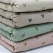 Tissu Maille Tricot Côtelé Imprimé - Cœurs Nude Rose - (Tissus Jersey)