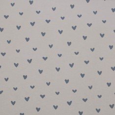 Tessuto Jersey Di Cotone Costine Stampato - Cuori Beige Scuro