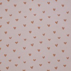 Tessuto Jersey Di Cotone Costine Stampato - Cuori Nude Rosa