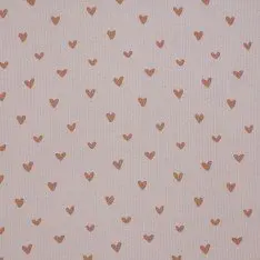 Tissu Maille Tricot Côtelé Imprimé - Cœurs Nude Rose