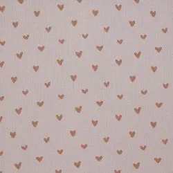 Rippstrick Jersey Stoff Bedruckt - Herzen Nude Rosa Rippstrick Jersey Stoff Bedruckt - Herzen Nude Rosa