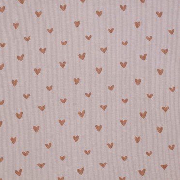 Rippstrick Jersey Stoff Bedruckt - Herzen Nude Rosa - (Jersey Stoffe)
