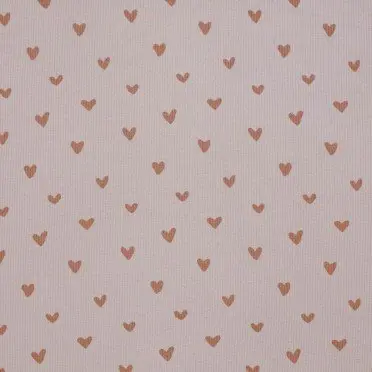 Rippstrick Jersey Stoff Bedruckt - Herzen Nude Rosa - (Jersey Stoffe)