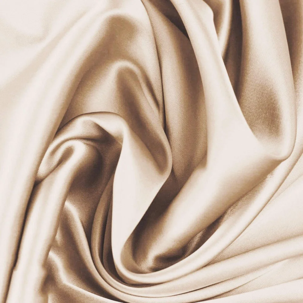 Tissu Satin De Soie Stretch Beige Clair Tissu Satin De Soie Stretch Beige Clair