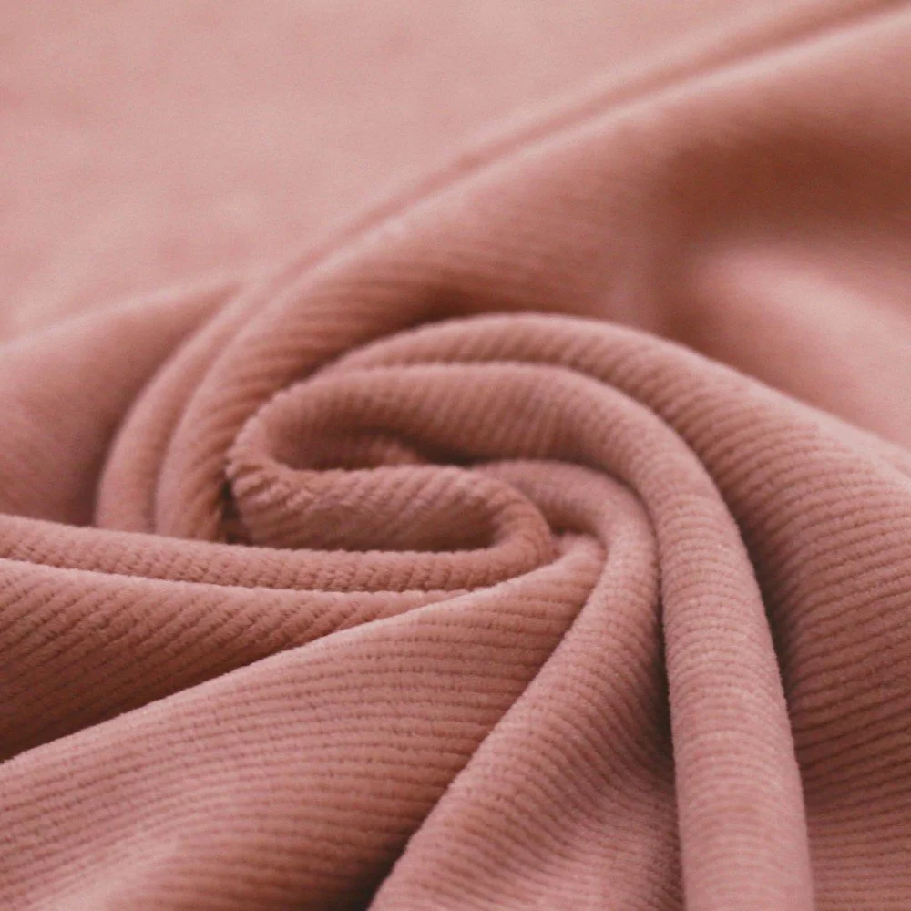 Small Knitted Corduroy Jersey Fabric Clay Pink Small Knitted Corduroy Jersey Fabric Clay Pink