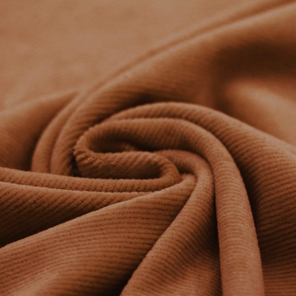Small Knitted Corduroy Jersey Fabric Cognac