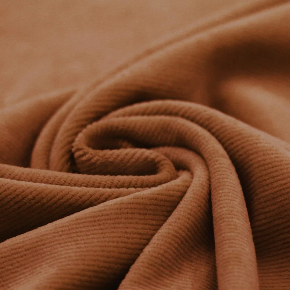 Small Knitted Corduroy Jersey Fabric Cognac Small Knitted Corduroy Jersey Fabric Cognac