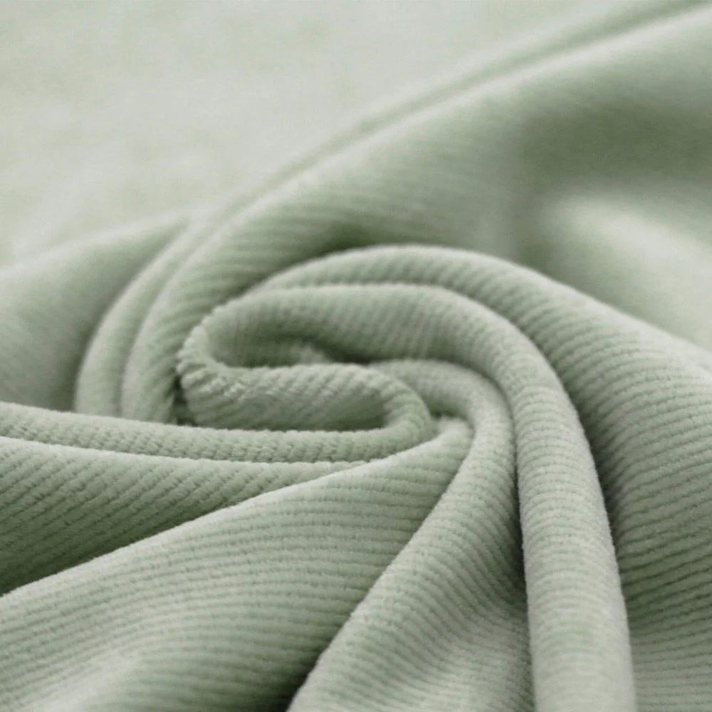 Small Knitted Corduroy Jersey Fabric Dusty Green Small Knitted Corduroy Jersey Fabric Dusty Green