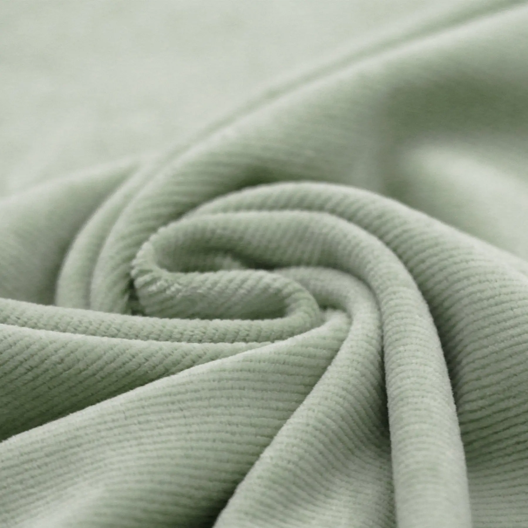 Smalle Ribfluweel Jersey Stof Dusty Groen