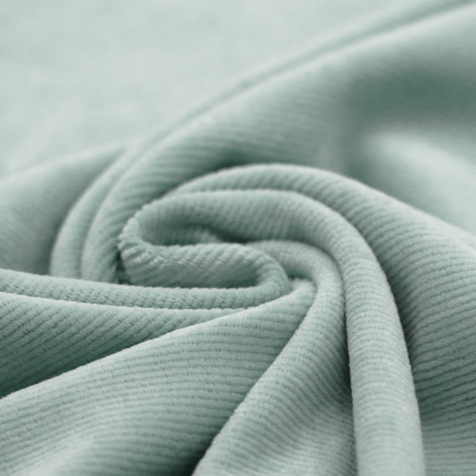 Smalle Ribfluweel Jersey Stof Zeegroen