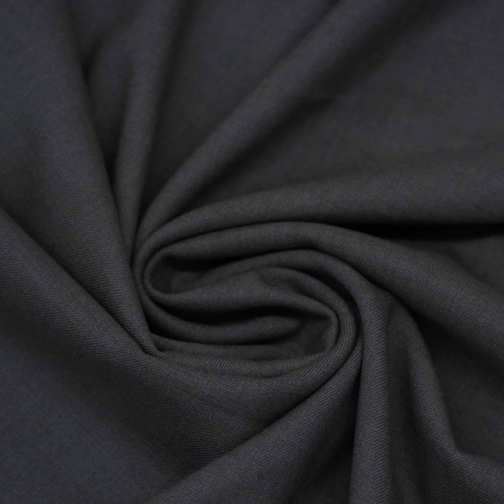 Tissu Gabardine Stretch (Toucher Bambou) Gris Foncé Mêlée