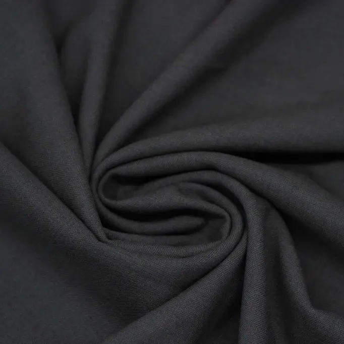 Stretch Gabardine Stof (Bamboe Touch) Donker Grijs Melange - (Gabardine Stoffen)
