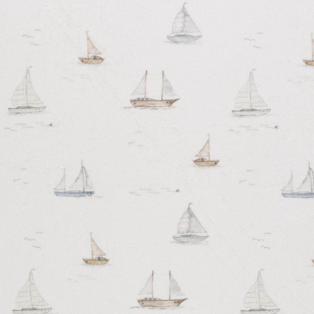 Stretch Terry Cloth Fabric - Sailboats Stretch Terry Cloth Fabric - Sailboats