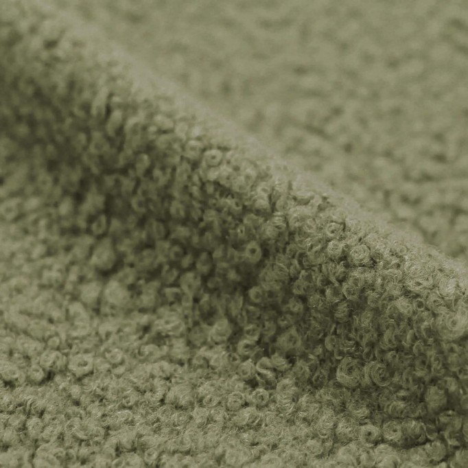 Tissu Lainages Bouclé Olive - (Tissu Bouclé)