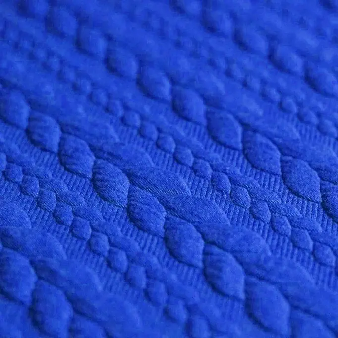 Gebreide Kabel Jacquard Stof Kobalt - (Mode Stoffen)