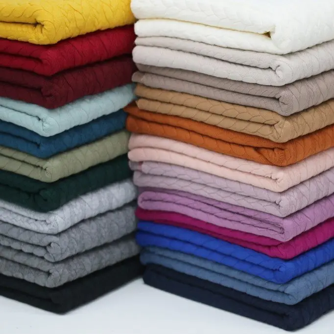 Jacquard Strickstoff Zopfmuster Dunkelgrün - (Modestoffe)