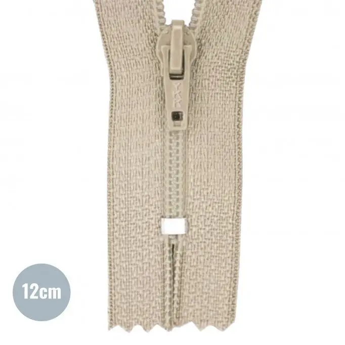 Japonrits YKK Donker Beige 12CM Nylon Niet Deelbaar - (Niet Deelbare Japonritsen YKK)