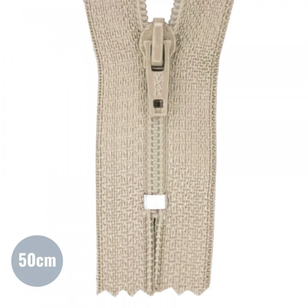 Coil Zipper YKK Dark Beige (128) 50CM Nylon Not Divisible