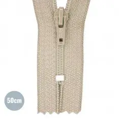 Coil Zipper YKK Dark Beige (128) 50CM Nylon Not Divisible Coil Zipper YKK Dark Beige (128) 50CM Nylon Not Divisible