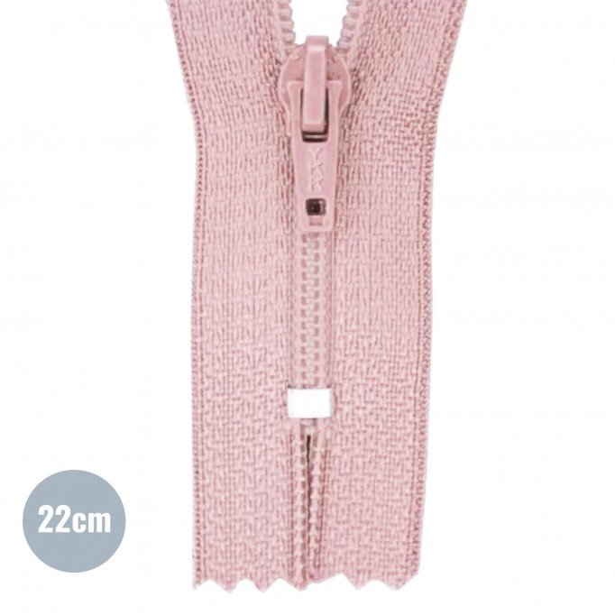 Coil Zipper YKK Nude Pink 22CM Nylon Not Divisible - (Not Divisible Coil Zippers YKK)