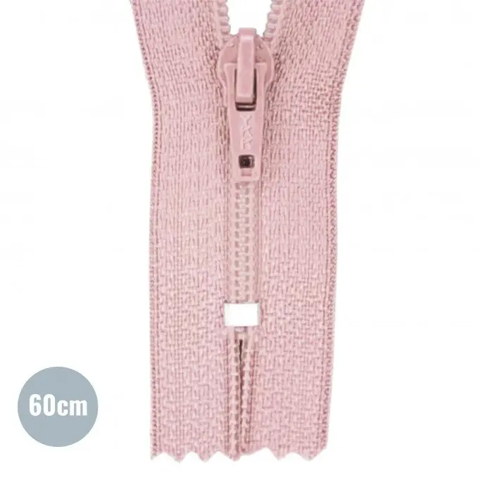 Japonrits YKK Nude Roze 60CM Nylon Niet Deelbaar - (Niet Deelbare Japonritsen YKK)
