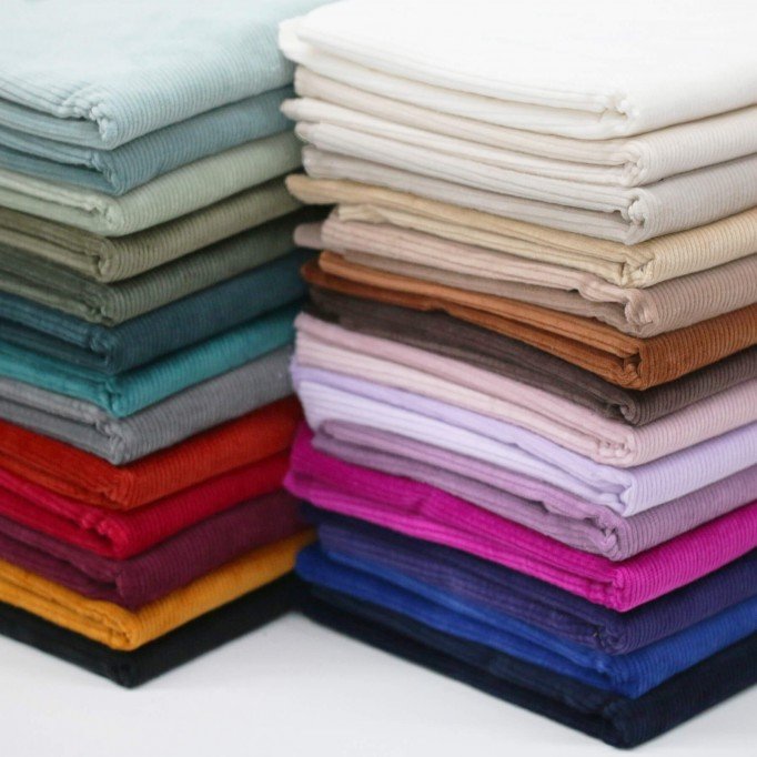 Tissu Velours Côtelé Stretch 6 Wales Noir - (Tissus De Mode)