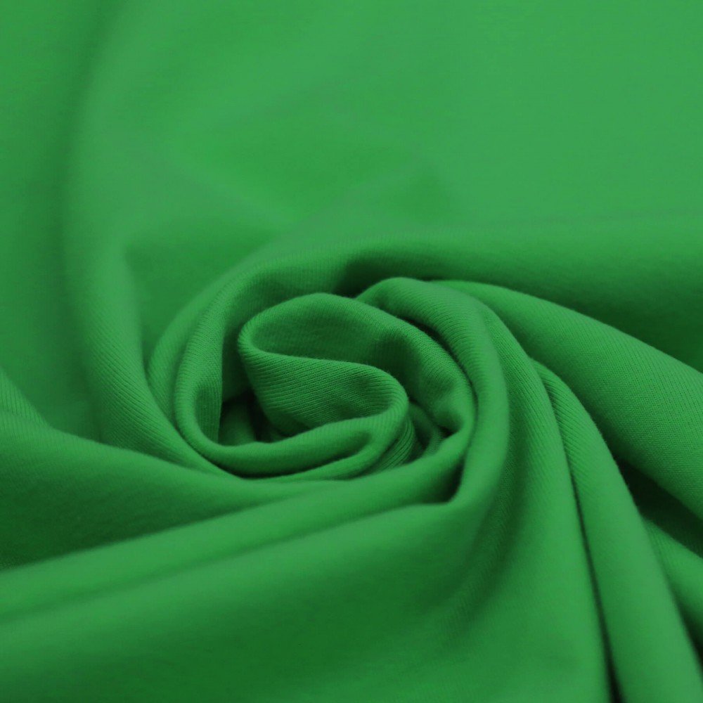 Tessuto Jersey Di Cotone Lycra Verde Erba