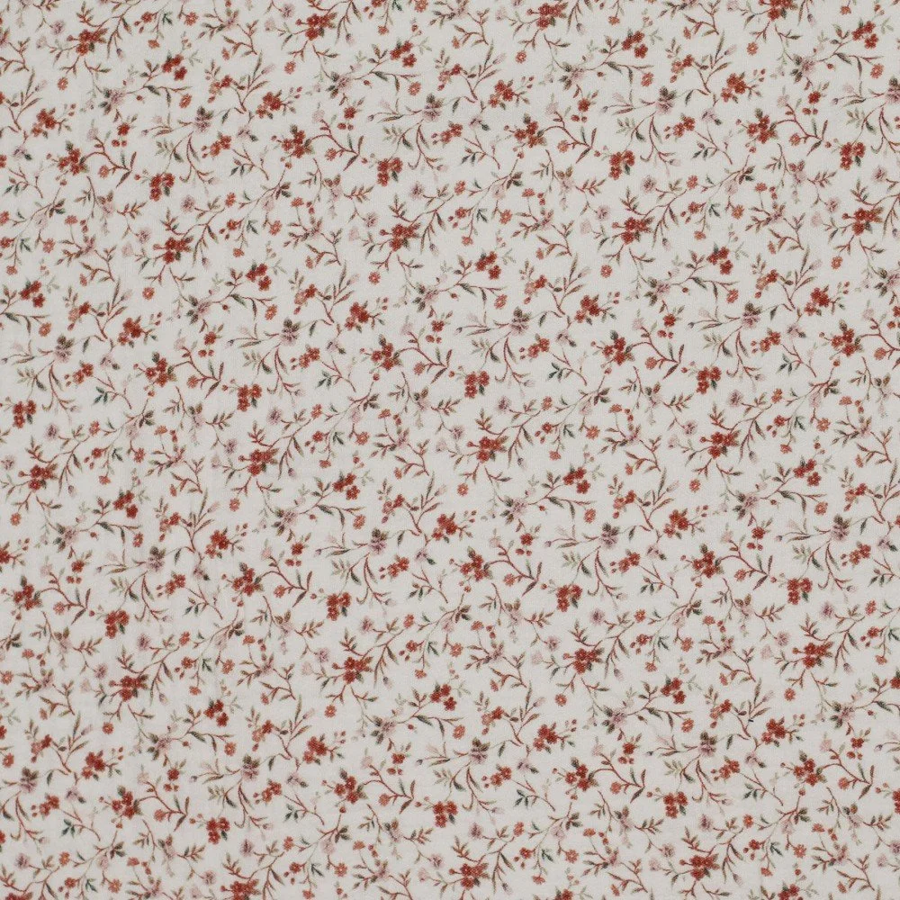 Baumwoll Musselin Stoff Digital - Beige Romantische Blume Baumwoll Musselin Stoff Digital - Beige Romantische Blume