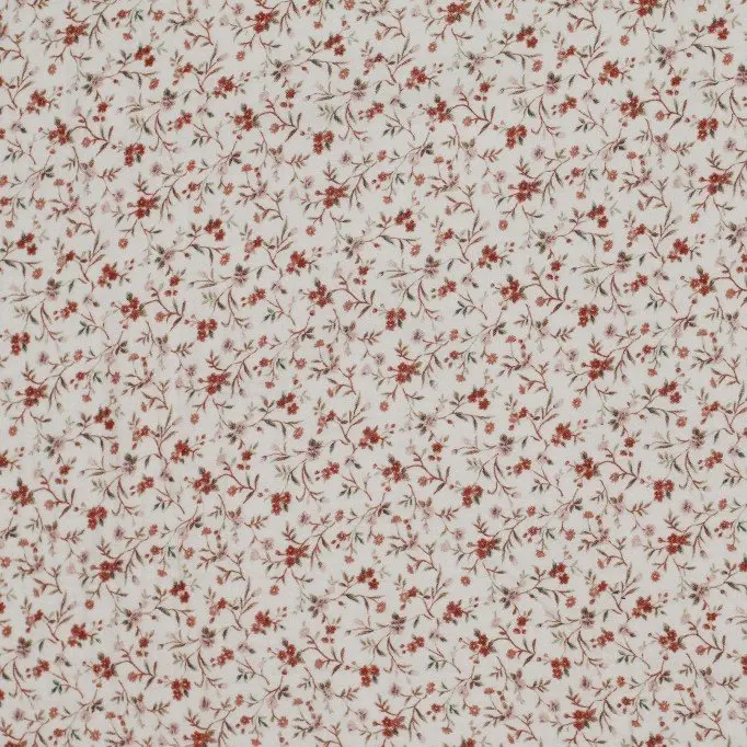 Baby Musselin Stof Digital Print - Beige Romantisk Blomst - (Børnestoffer)