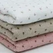 Baby Musselin Stof Muster - Kløverblad Lys Beige - (Børnestoffer)