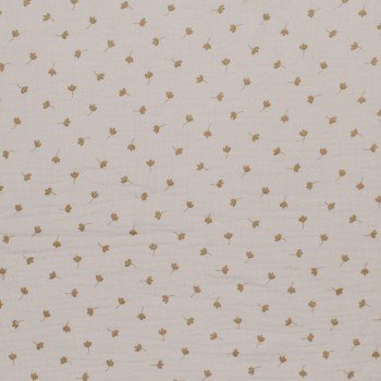 Tessuto Doppia Garza Stampato - Foglia Di Trifoglio Beige Chiaro Tessuto Doppia Garza Stampato - Foglia Di Trifoglio Beige Chiaro