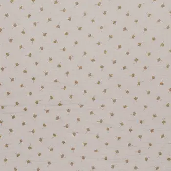 Baby Musselin Stof Muster - Kløverblad Lys Beige Baby Musselin Stof Muster - Kløverblad Lys Beige