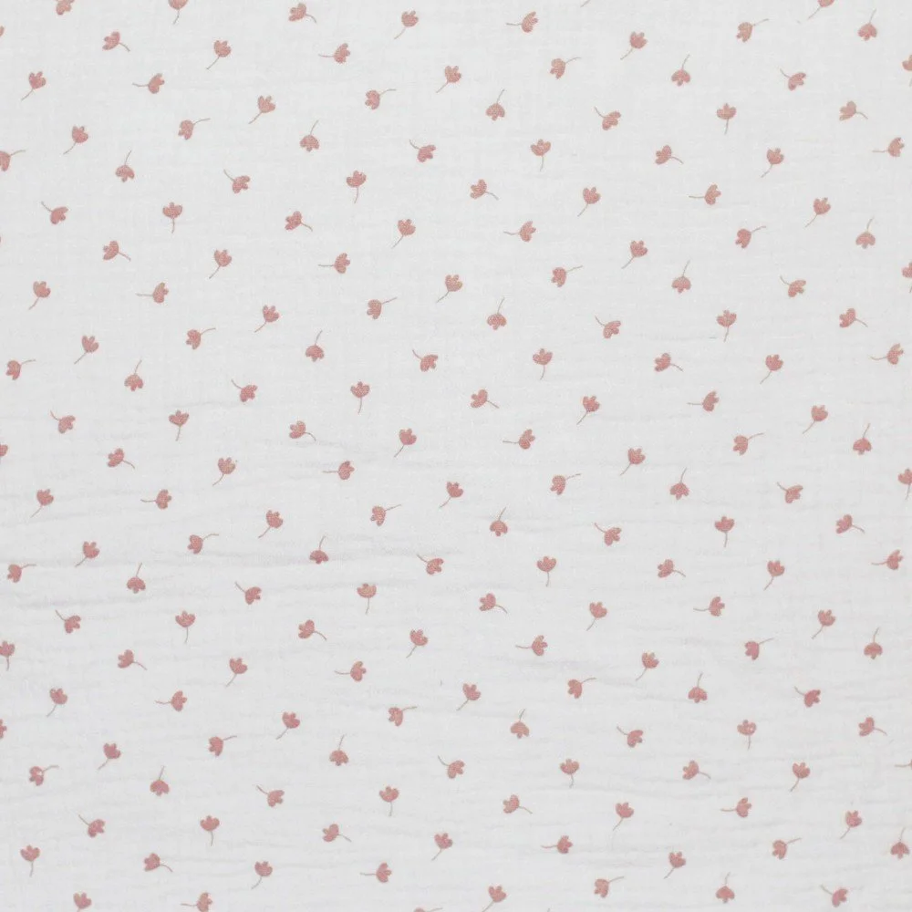 Double Gauze Fabric Printed - Clover Leaf Ecru Double Gauze Fabric Printed - Clover Leaf Ecru