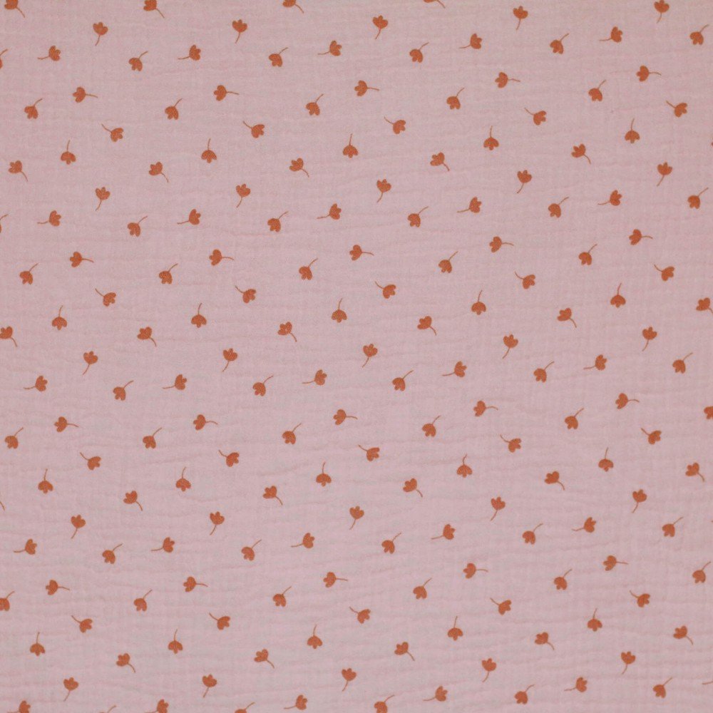 Baumwoll Musselin Stoff Bedruckt - Kleeblatt Nude Rosa Baumwoll Musselin Stoff Bedruckt - Kleeblatt Nude Rosa