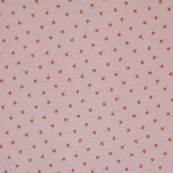 Double Gauze Fabric Printed - Clover Leaf Nude Pink