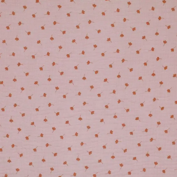 Baumwoll Musselin Stoff Bedruckt - Kleeblatt Nude Rosa - (Kinder Stoffe)