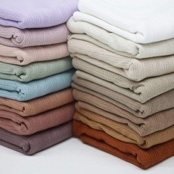 Pointelle Cotton Jersey Fabric (Stripes) Peach