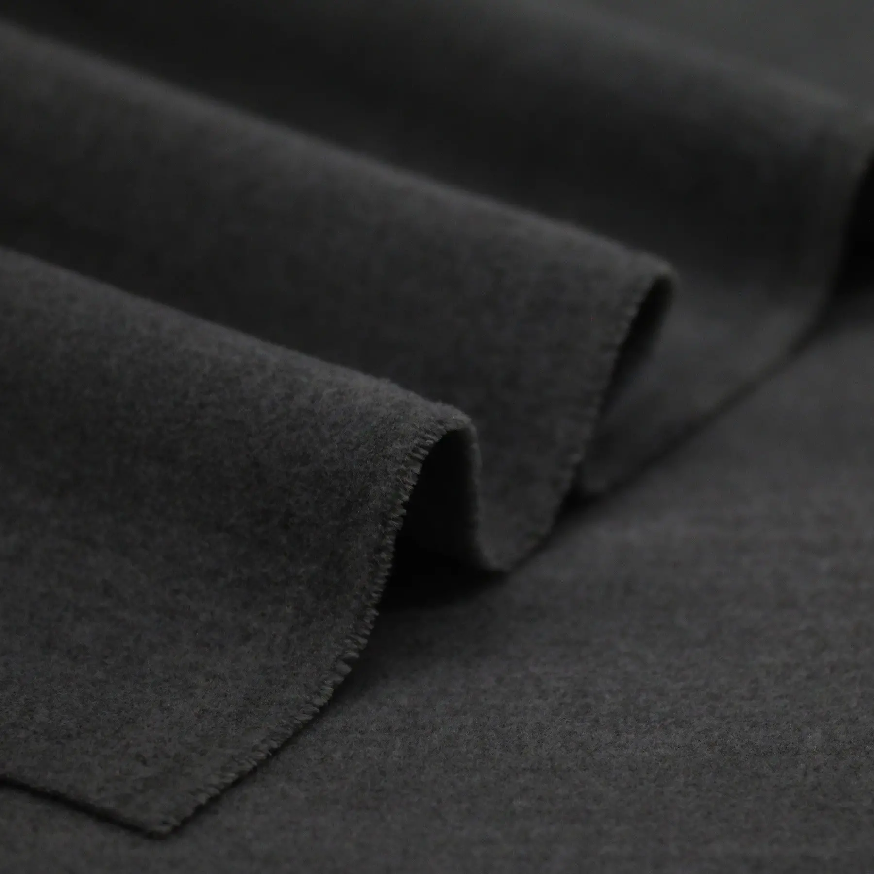 Stretch Mantelstof (Flanel Brush) Donker Grijs Melange