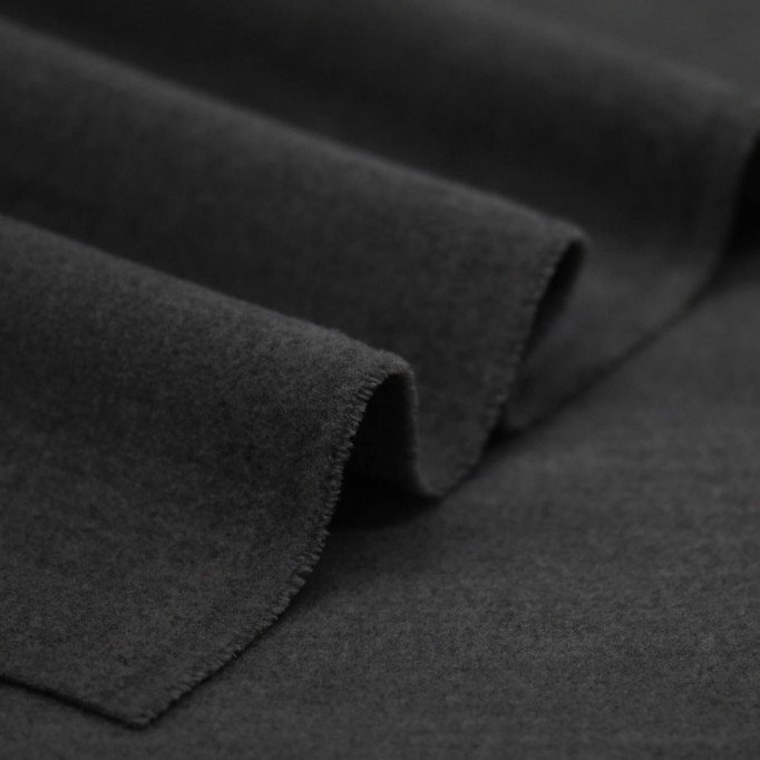 Tissu De Manteau Stretch (Flanelle Brossée) Gris Foncé Melange - (Tissus De Mode)