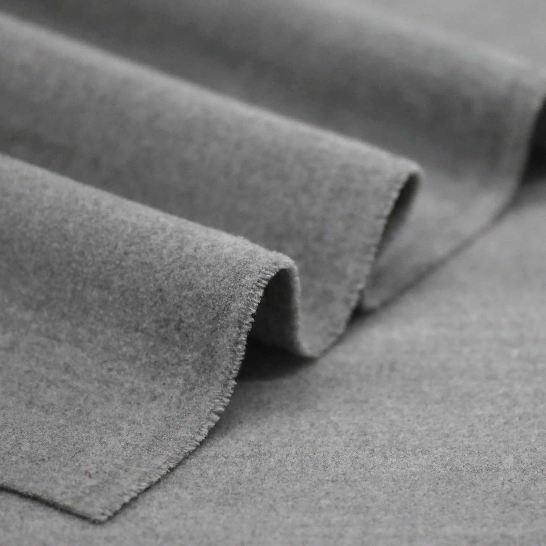 Stretch Mantelstof (Flanel Brush) Licht Grijs Melange