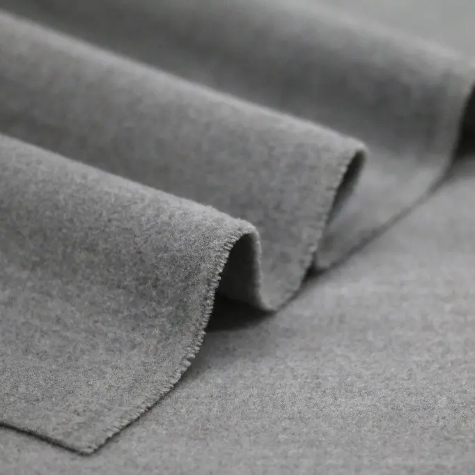 Stretch Coat Fabric (Flannel Brush) Light Grey Melange - (Fashion Fabrics)