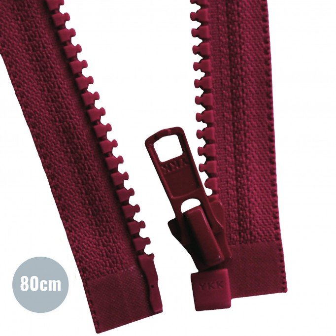 VISLON Cerniera Lampo Divisibile YKK Bordeaux Scuro 80CM - (Cerniera Lampo YKK)