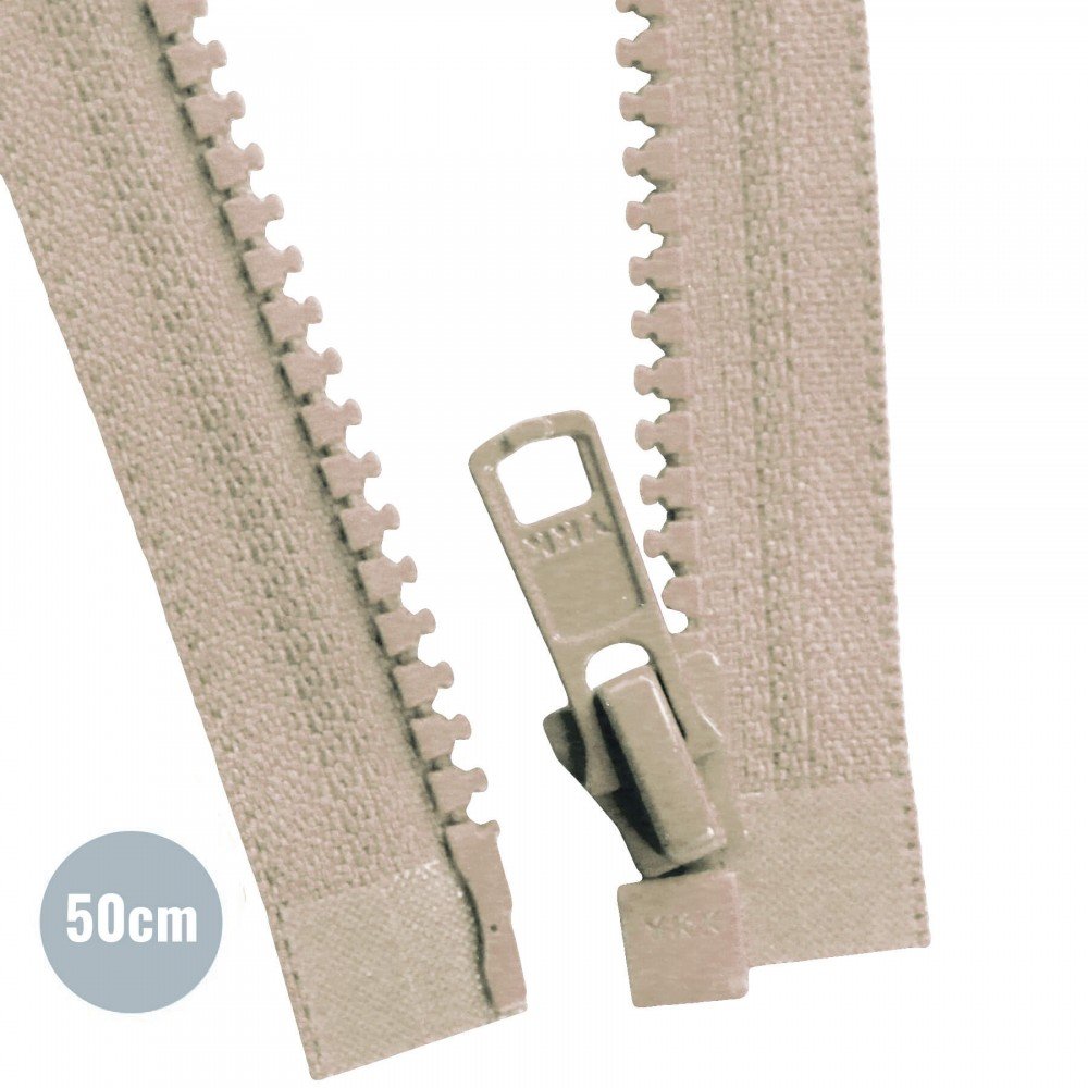 VISLON Lynlåse Delbar YKK Mørk Beige (128) 50CM VISLON Lynlåse Delbar YKK Mørk Beige (128) 50CM