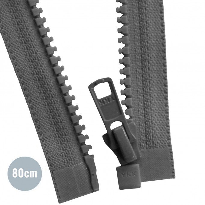 VISLON Cerniera Lampo Divisibile YKK Grigio Scuro 80CM - (Cerniera Lampo YKK)