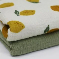 Baby Musselin Stof Digital Print - Store Citroner Baby Musselin Stof Digital Print - Store Citroner