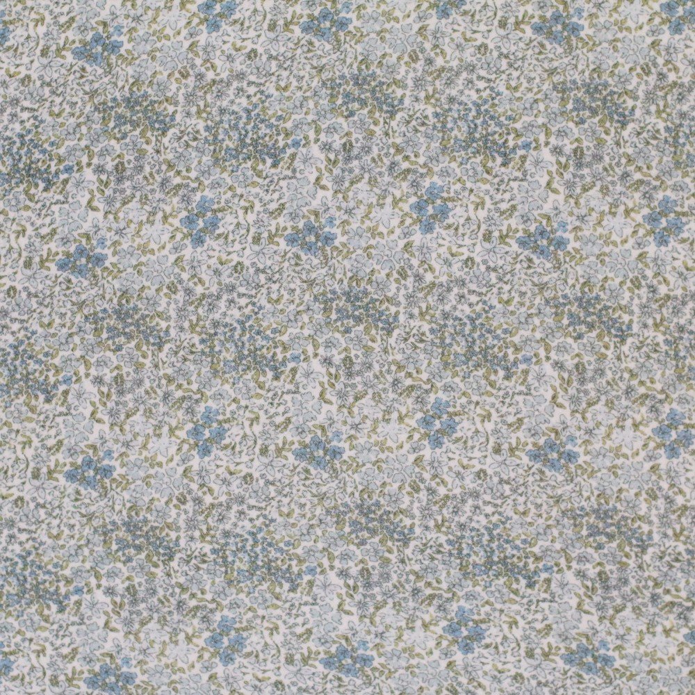 Muślin Bawełniany Druk Cyfrowy - Mieszanka Kwiatowa Jeans