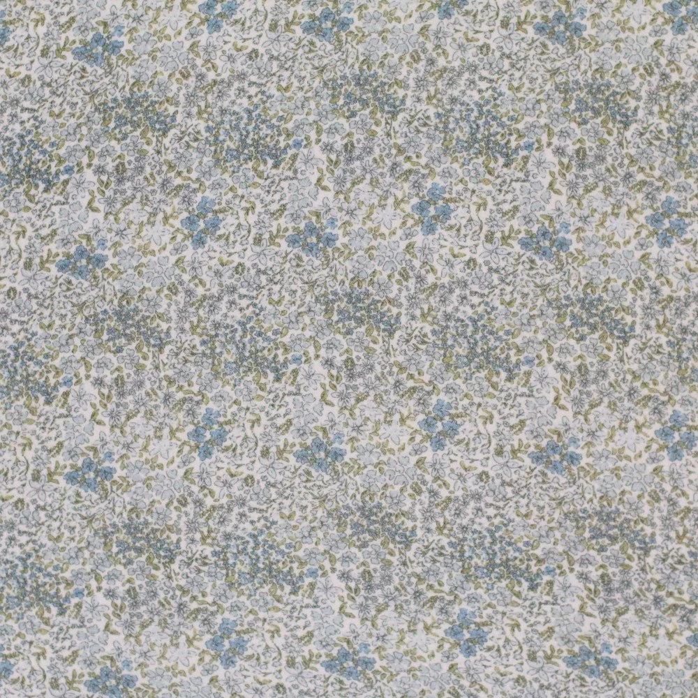 Baumwoll Musselin Stoff Digital - Blüten-Mix Jeans Blau Baumwoll Musselin Stoff Digital - Blüten-Mix Jeans Blau