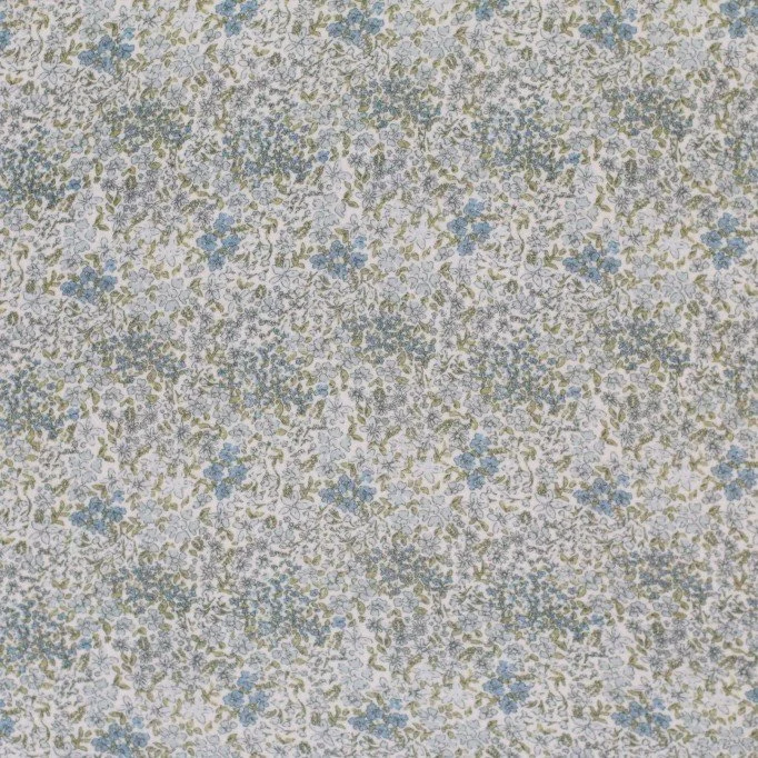Tissu Double Gaze Impression Numérique - Fleurir Quoi Jeans Bleu - (Tissu Enfant)